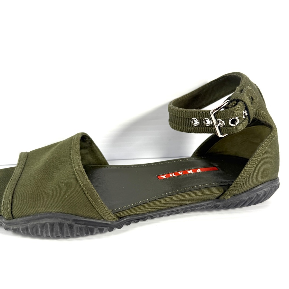 Prada Linea Rossa Gabardine Ankle-Strap Flat Sandals - Picture 7 of 12